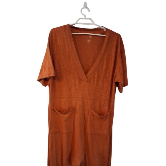 Natural Life vneck jumpsuit womens Small oversized orange rust brown knit cotton - Picture 6 of 7